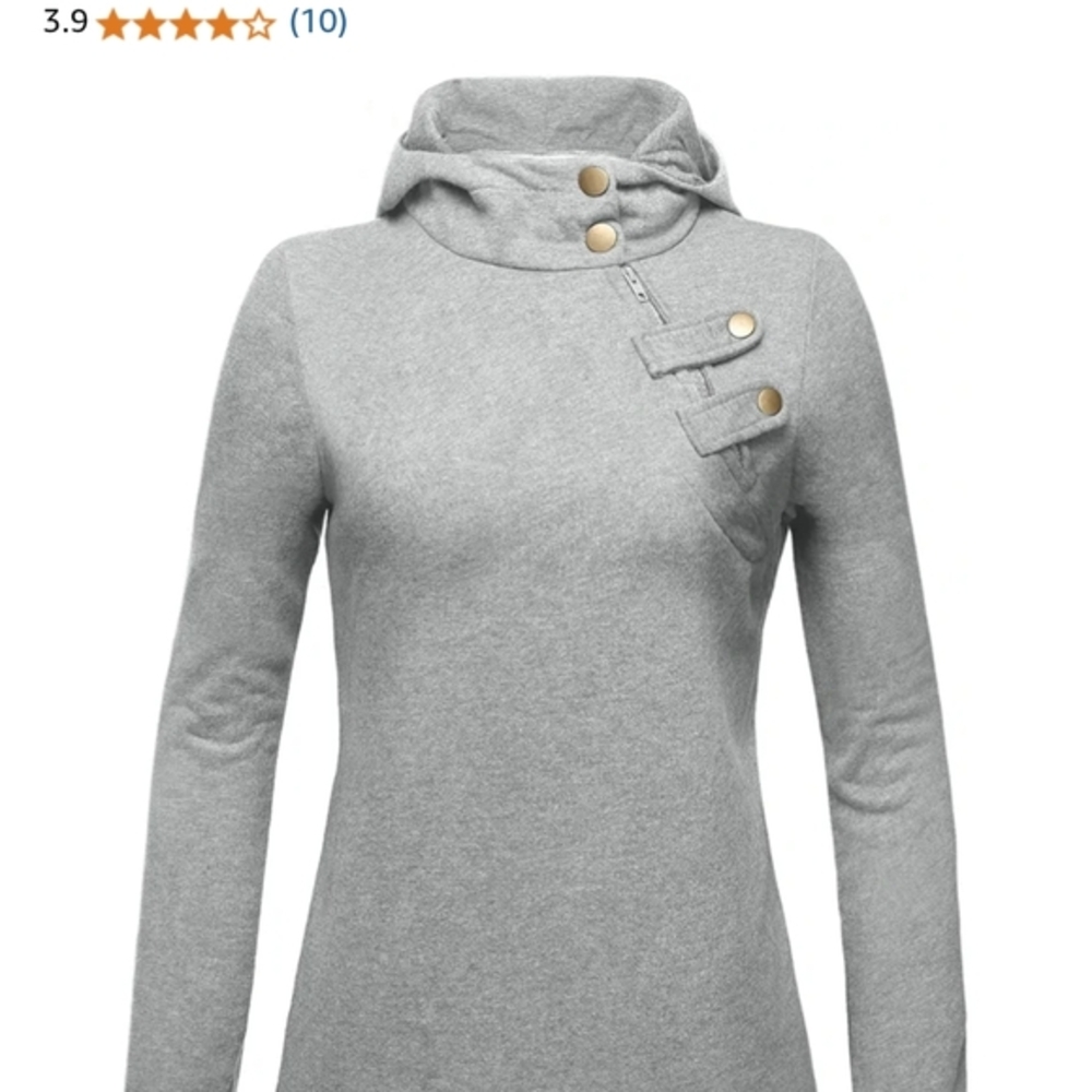 Women's Gray High Neck Sweater with Button Accents Size S (?) NEW